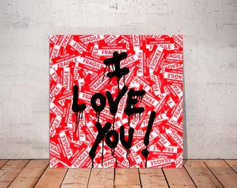 Mr. Brainwash 'I Love You' Pop Art Graffiti Canvas Print