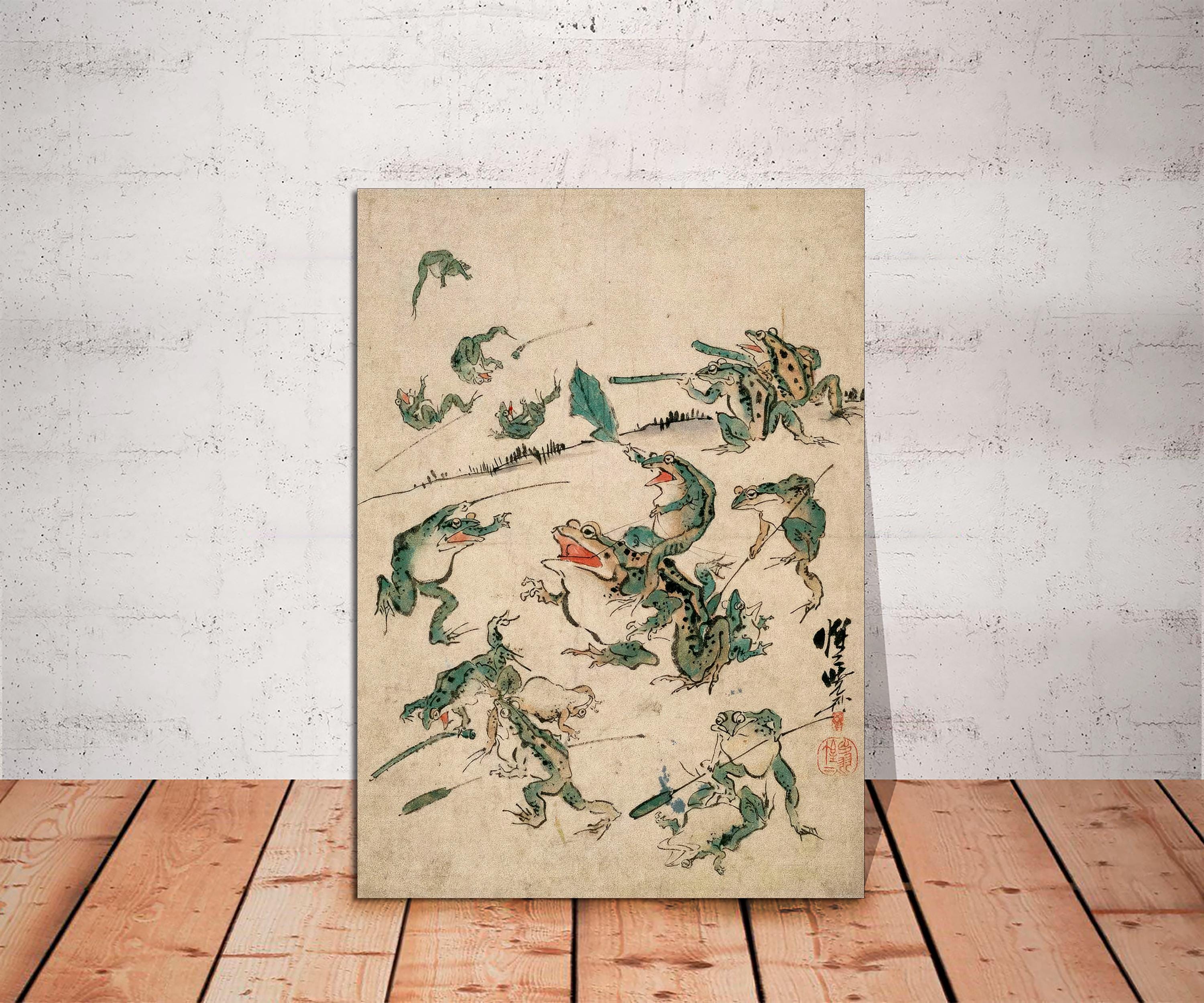 Kawanabe Kyosai: Battle of the Frogs Vintage Asian Art Canvas - Etsy