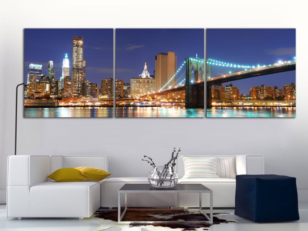 New York City Skyline Canvas Print: 3-panel Panoramic Wall Art - Etsy