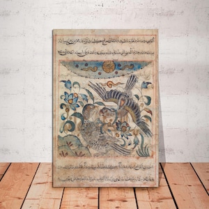 Pair of Eagles, Medieval Eagle Art, Vintage Eagle Canvas Art Print, Golden Eagle Wall Art, Eagle Art Gift, Eagle Canvas Print READY to HANG.