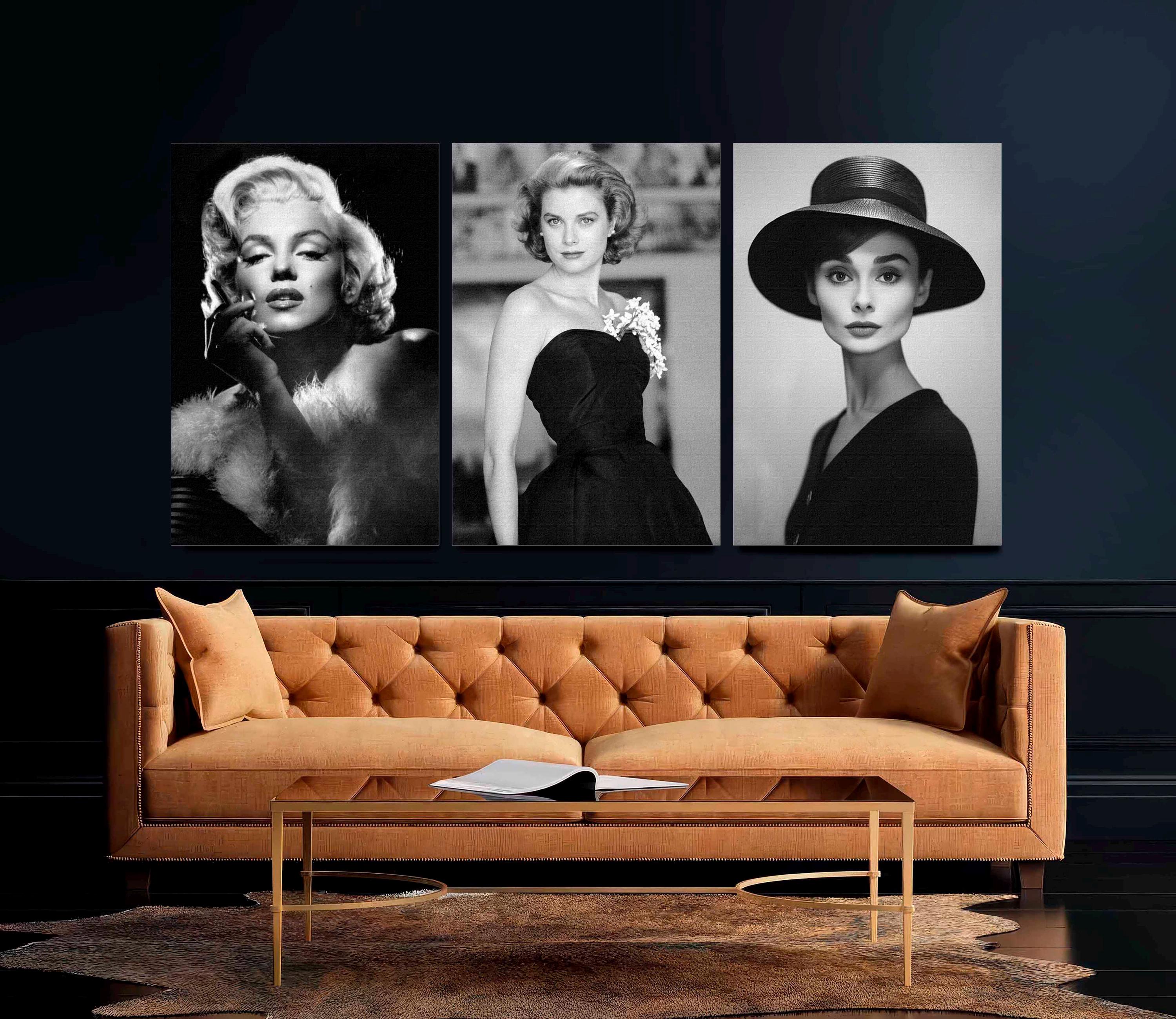 美品★ Monroe grace 4点SET Marilyn Monroe, Audrey Hepburn, Grace Kelly Canvas Print Set