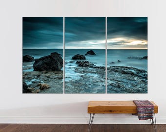 Ocean Canvas Print: 3-Panel Coastal Beach House Wall Art