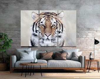 Tiger Canvas Art: 3-Panel Wild Animal Giclée Print