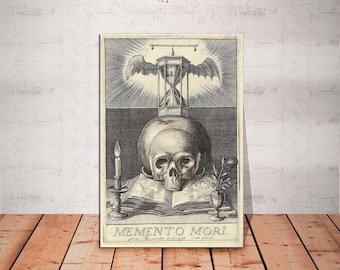 Memento Mori Canvas Print, Skull and Hourglass, 17th Century Art