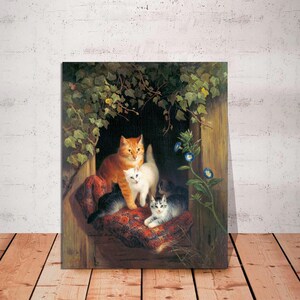 Cat with Kittens by Henriette Ronner-Knip, Large Cat Print, Cat and Kittens Wall Art, Cat Poster, Cat Lover Gift Cats in Art Ready to Hang.