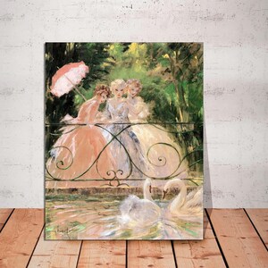 Louis Icart, The French Women and the Swans, Louis Icart Print, 1940&#39;s Artwork, 1950&#39;s Artwork, French Women Art, CANVAS Print Ready to Hang