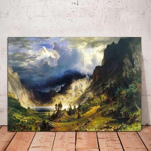 Storm In the Rocky Mountain Art by Albert Bierstadt, American Nature Art Print, Extra Large Canvas Print, Classic Art CANVAS Ready to Hang.