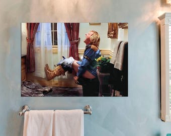 Movie Scenes Bathroom Canvas Print, Toilet Humor Wall Art
