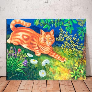 Kaleidoscope Cat, Louis Wain Canvas Print, Outsider Art, Giger Cat Art Art, Psychedelic Wall Art, Vintage Cat Painting, Canvas Ready to Hang