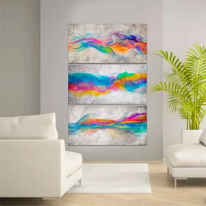 Abstract Watercolor Canvas Print Set of 3: Modern Giclée Art