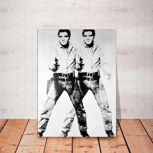 Double Elvis by Andy Warhol Canvas Print, Elvis Presley Vintage Pop Art Poster, Hollywood Icons Wall Art, Modern Home Decor, Ready to Hang