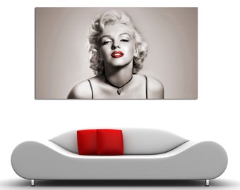 Marilyn Mоnrое Rеd Lipstick, Retro Canvas Print, Iconic Hollywood Art for Vintage Lovers, Gift for Marilyn Monroe Fans CANVAS Ready to Hang.