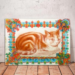 Kaleidoscope Cat, Louis Wain Canvas Print, Outsider Art, Giger Cat Art Art, Psychedelic Wall Art, Vintage Cat Painting, Canvas Ready to Hang