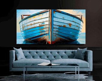 Wooden Ship Canvas Art: Nautical Lakehouse Decor, Coastal Nursery