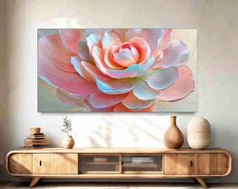 Peony Canvas Wall Art: Horizontal Floral Giclée Print, Ready to Hang