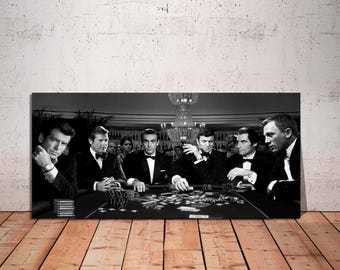 James Bond Poker Canvas Art: Man Cave Movie Poster, Ready to Hang