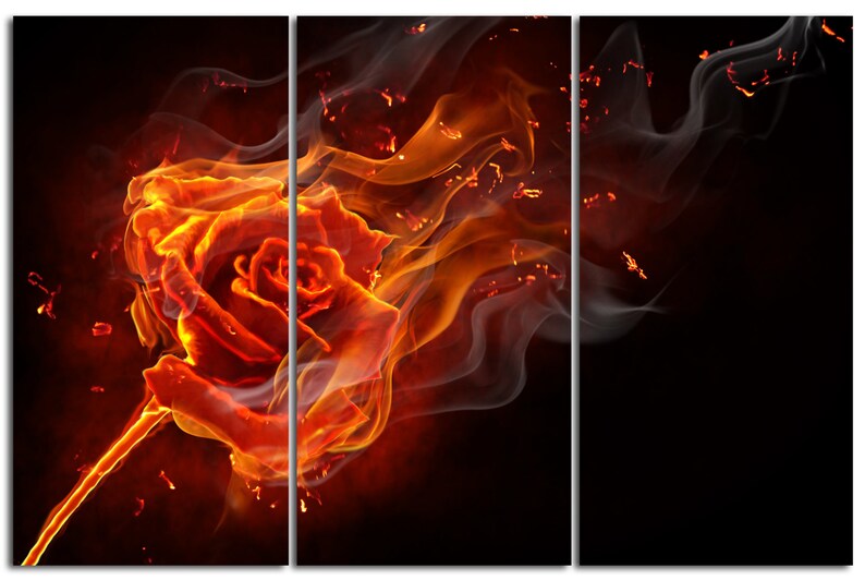3 Panel Split Art Canvas Print 1.5 deep frames Burning Etsy