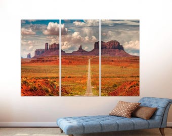 Grand Canyon Triptych Canvas Art: National Park Desert Print, Ready to Hang
