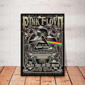 Póster de Pink Floyd The Dark Side of the Moon Tour, póster musical, arte musical de banda de rock vintage de Pink Floyd Tour, decoración de pared LIENZO listo para colgar