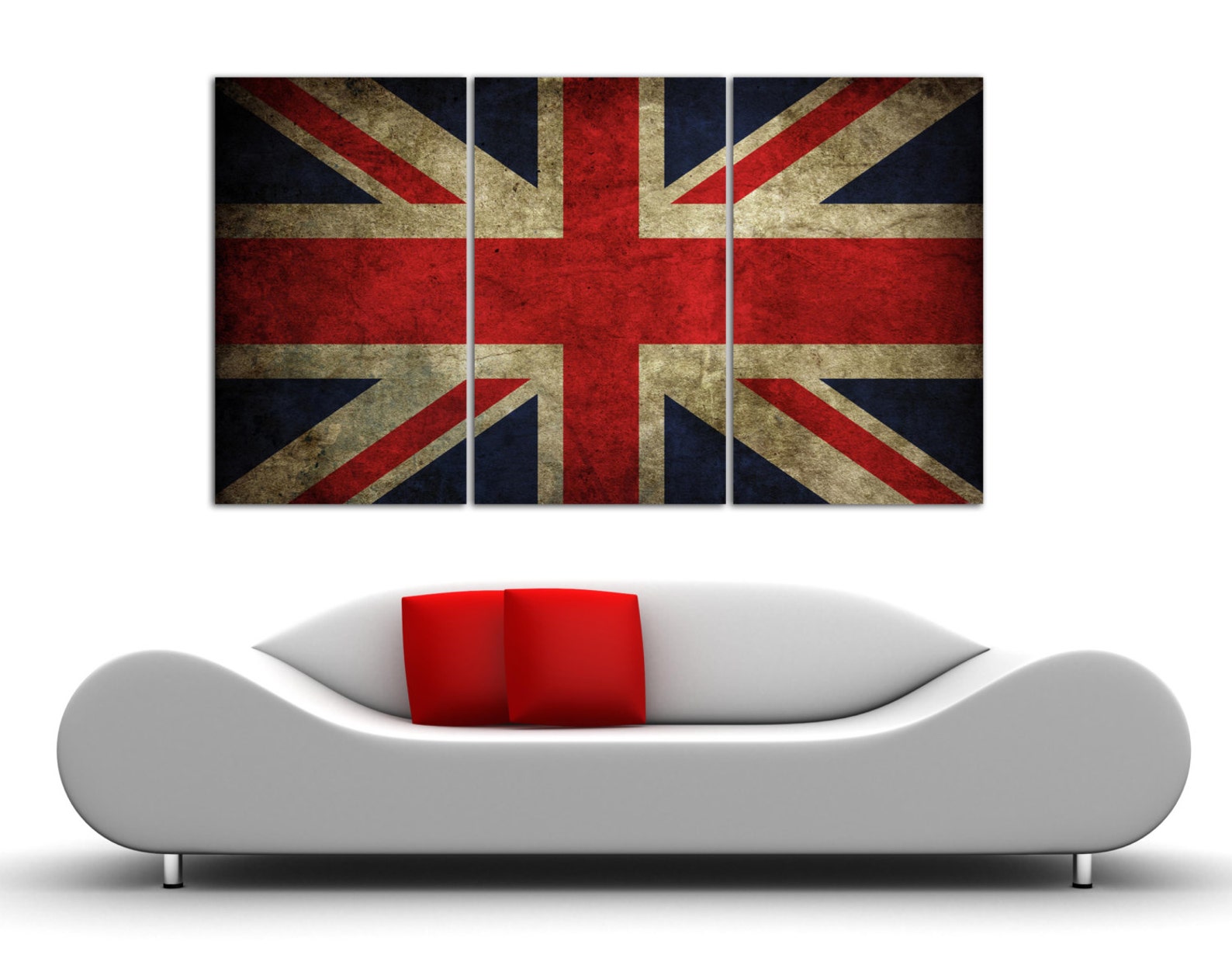 3 Panel Split United Kingdom Flag Canvas Art Print World Flag - Etsy