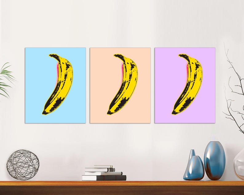 Andy Warhol, Set of 3 Canvas Prints Andy Warhol Art, Warhol Banana