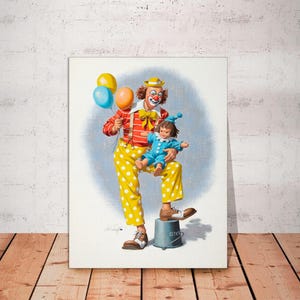 Arthur Sarnoff Clown Canvas Art - Classic Clown Poster, Modern Nursery & Kids Room Wall Art Illustration Decor, Canvas Print Ready to Hang.
