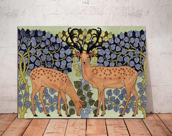 Art Nouveau Deer Canvas Print: Vintage Animal Wall Art, Ready to Hang