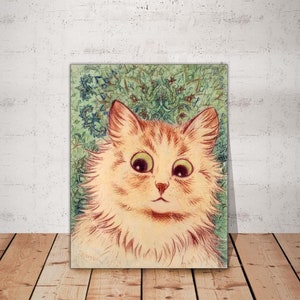 Kaleidoscope Cat, Louis Wain Canvas Print, Outsider Art, Giger Cat Art Art, Psychedelic Wall Art, Vintage Cat Painting, Canvas Ready to Hang