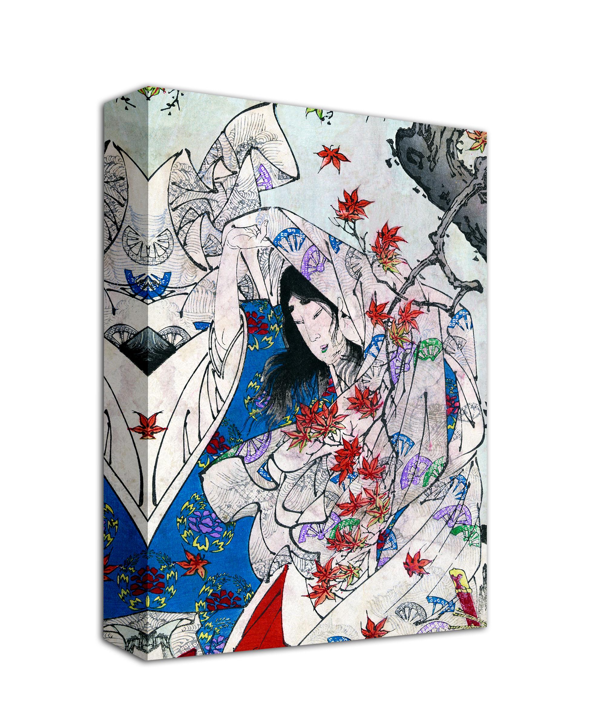 Tsukioka Yoshitoshi Geisha Art Print: Japanese Maple Leaves Canvas - Etsy