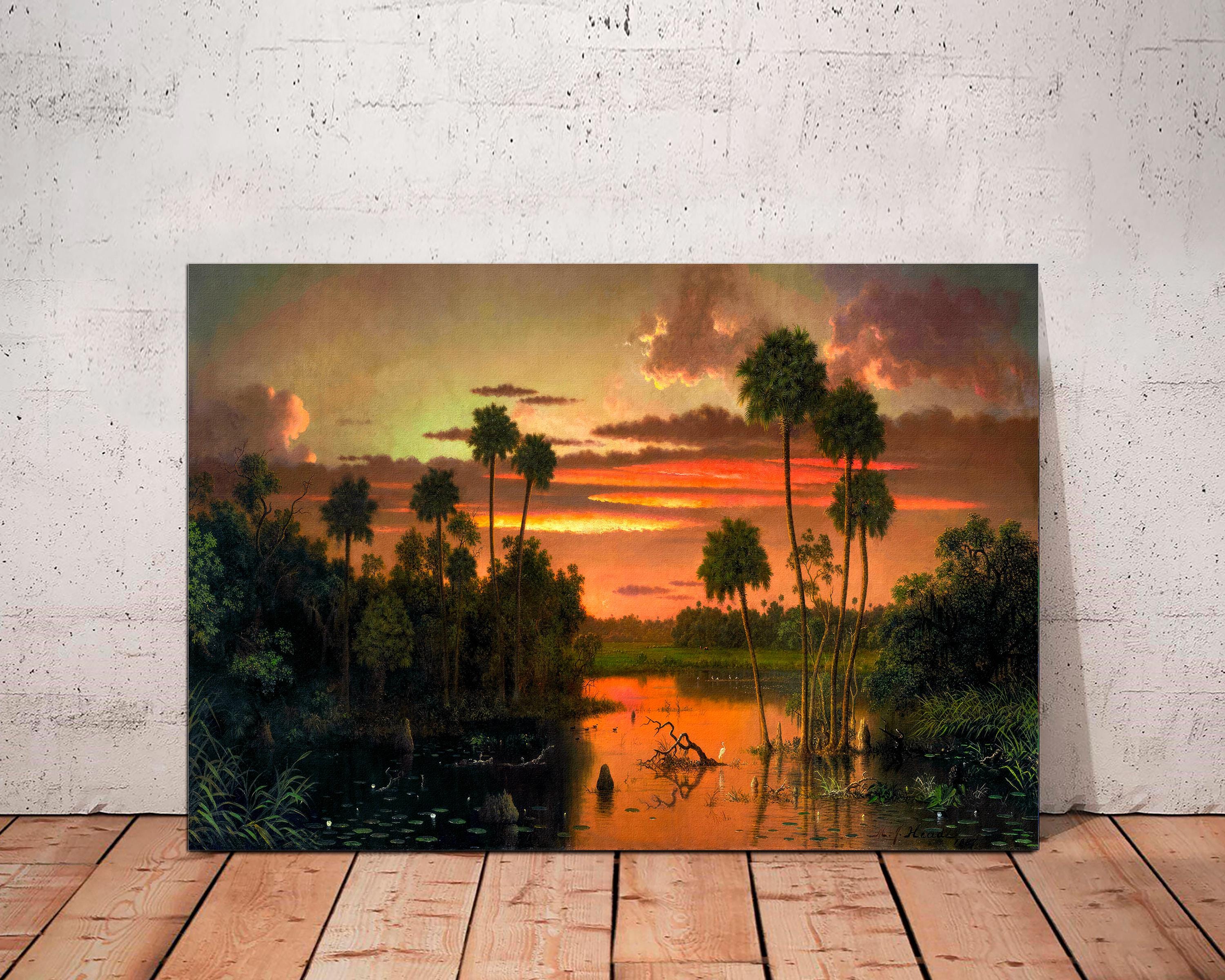 Florida Sunset Canvas Print by Martin Johnson Heade: Vintage Palm