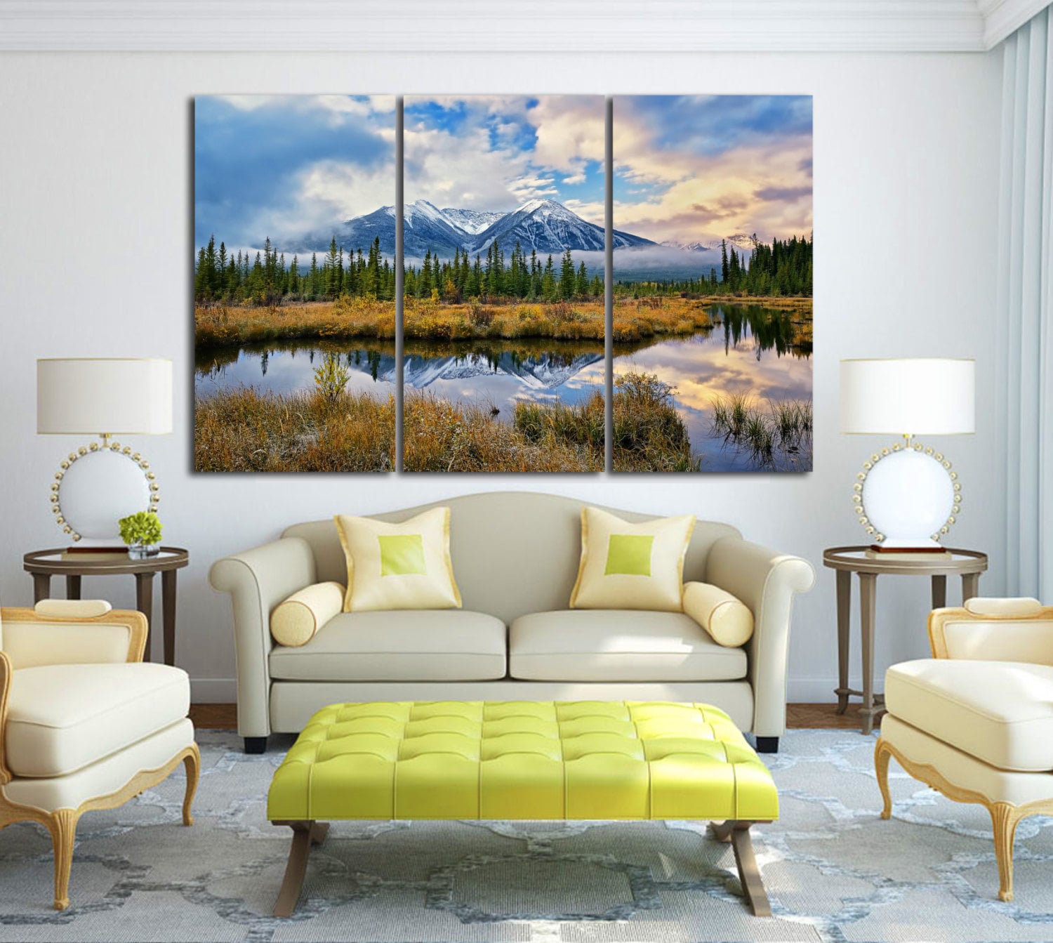 Mountain Lake Canvas Print: 3-panel Gallery Wrap Wall Art - Etsy