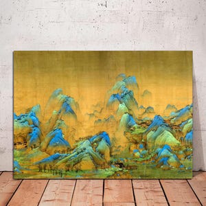Thousands Miles of Mountains and Rivers, Chinse Song Dynasty Antique Best Known Masterpiece, Shan Shui Style Asian Art CANVAS Ready to Hang.