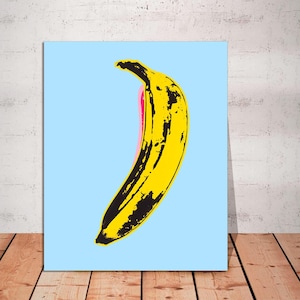 Andy Warhol Canvas Print, Banana Pop Art, Minimalist Pop Art, Modern Kitchen Art, Andy Warhol Print,  Warhol Banana on CANVAS Ready to Hang.