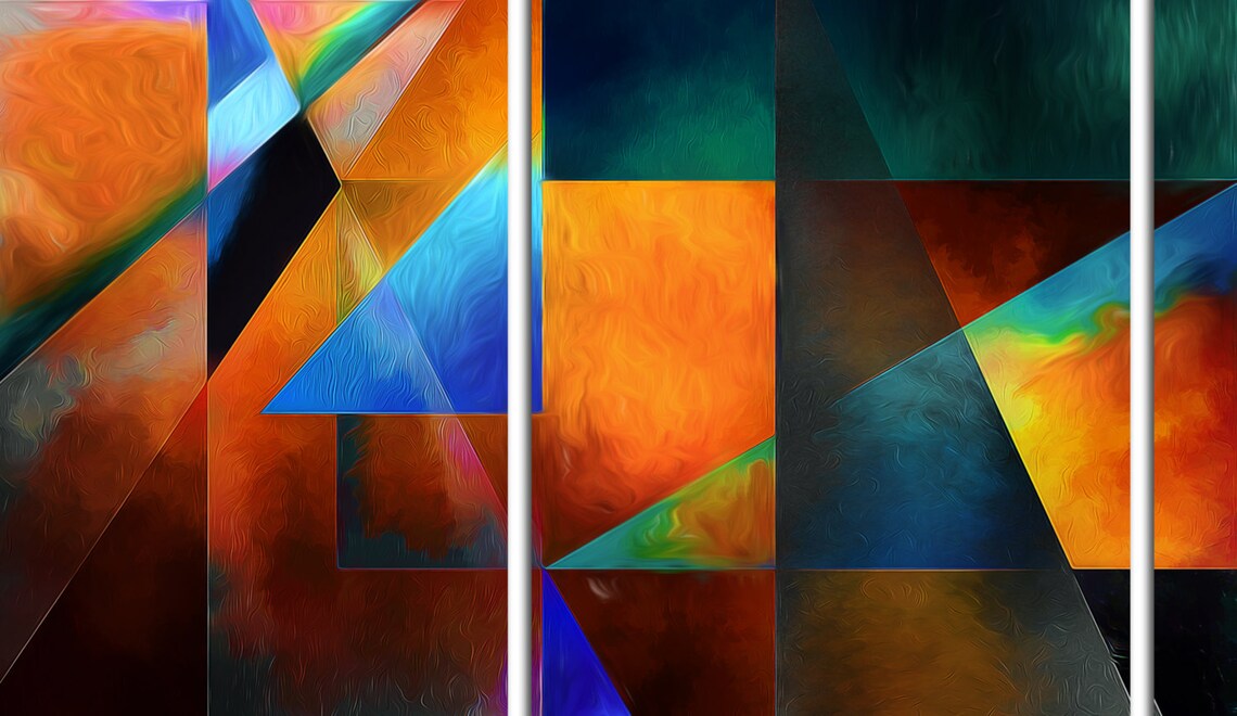 3 Panel Split Abstract Art Canvas Print. 1.5 Deep Etsy UK