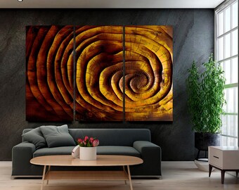 Wood Rings Canvas Print: Abstract Tree Rings, 3-Panel Wall Art