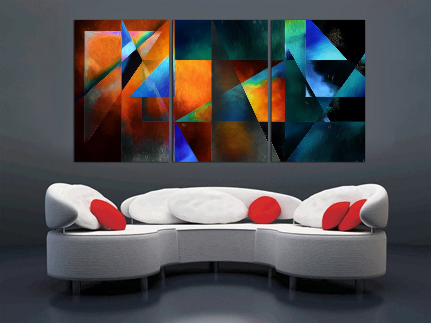 3 Panel Split Abstract Art Canvas Print. 1.5 Deep Etsy UK