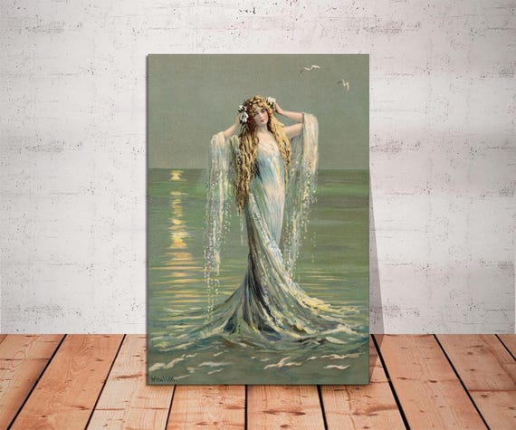 Art Nouveau Mermaid Canvas Print: Fantasy Ocean Art, Ready to Hang