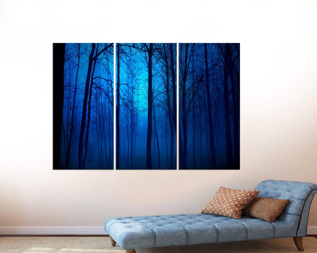Dark Forest Canvas Print: 3-panel Tree Wall Art - Etsy