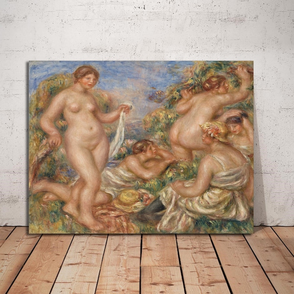 Bathers Painting by Pierre-Auguste Renoir READY to HANG, Reproduction French Impressionist Premium Canvas Art Print, Painting Canvas Print.