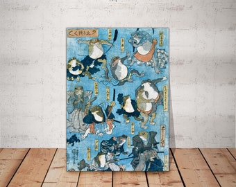 Samurai Frogs Canvas Print: Utagawa Kuniyoshi Japanese Art