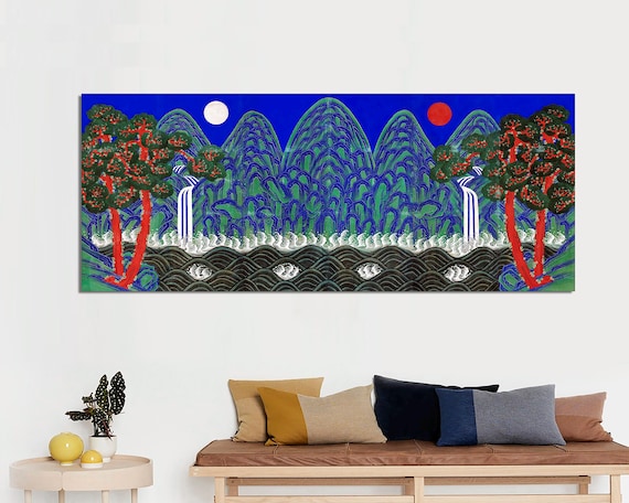 Sun and Moon Canvas Art: Five Peaks Korean Landscape Print - Etsy