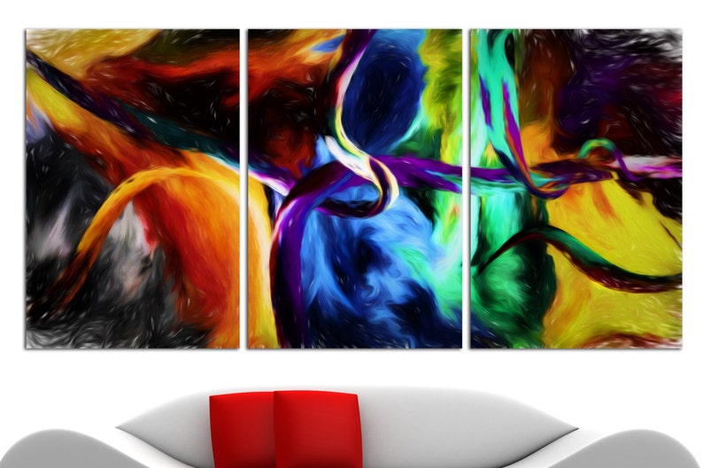 3 Panel Split Abstract Art Canvas Print. 1.5 deep Etsy