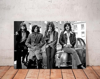 Led Zeppelin Canvas Print, Jimmy Page, Robert Plant, 1970s Band Decor