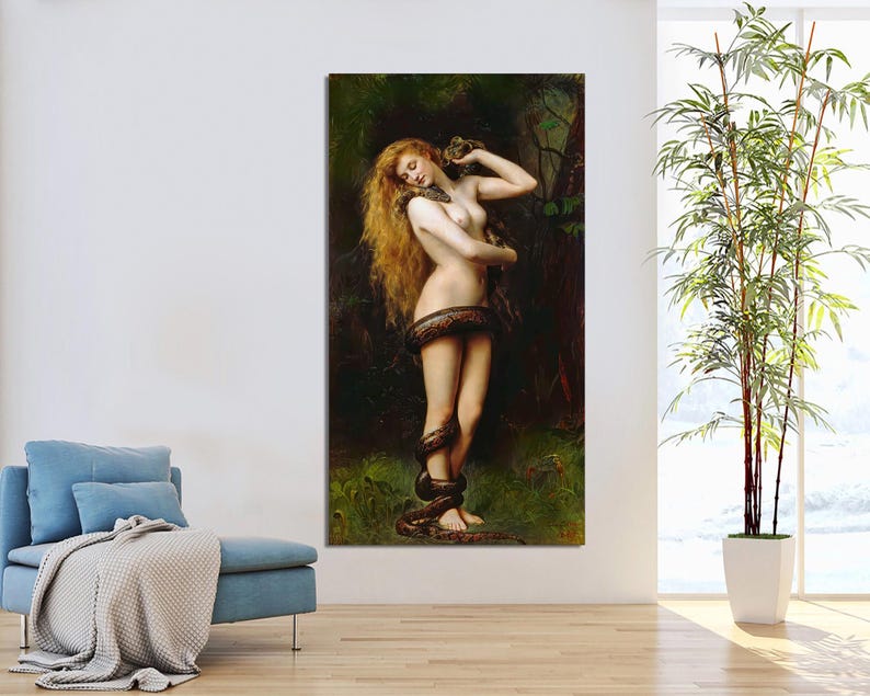 Lilith by John Collier Canvas Print: Pre-Raphaelite Mythology Art image 9