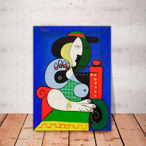 Picasso Femme a la Montre Canvas Art Print Modern Fine Art Home Decor, Ready to Hang Picasso Wall Art, Abstract Cubism Painting Reproduction