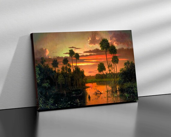 Florida Sunset Canvas Print by Martin Johnson Heade: Vintage Palm