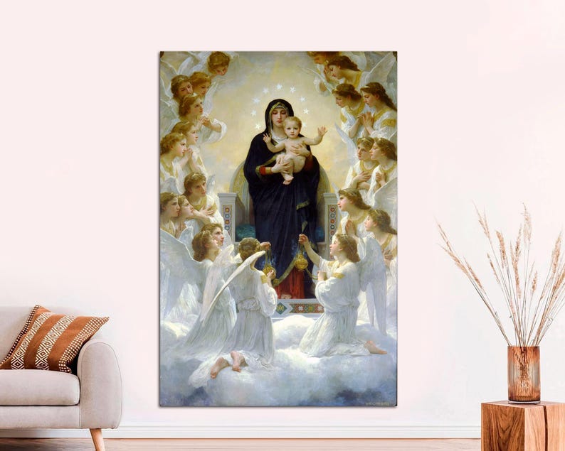 Virgin Mary With Angels Canvas by Bouguereau, Catholic Art, Virgen Mary