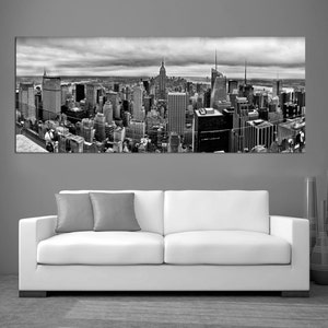 Aerial view of New York City - Black and white Canvas Print .1.5&quot; deep frames - Photography print of midtown Manhattan for wall decor.