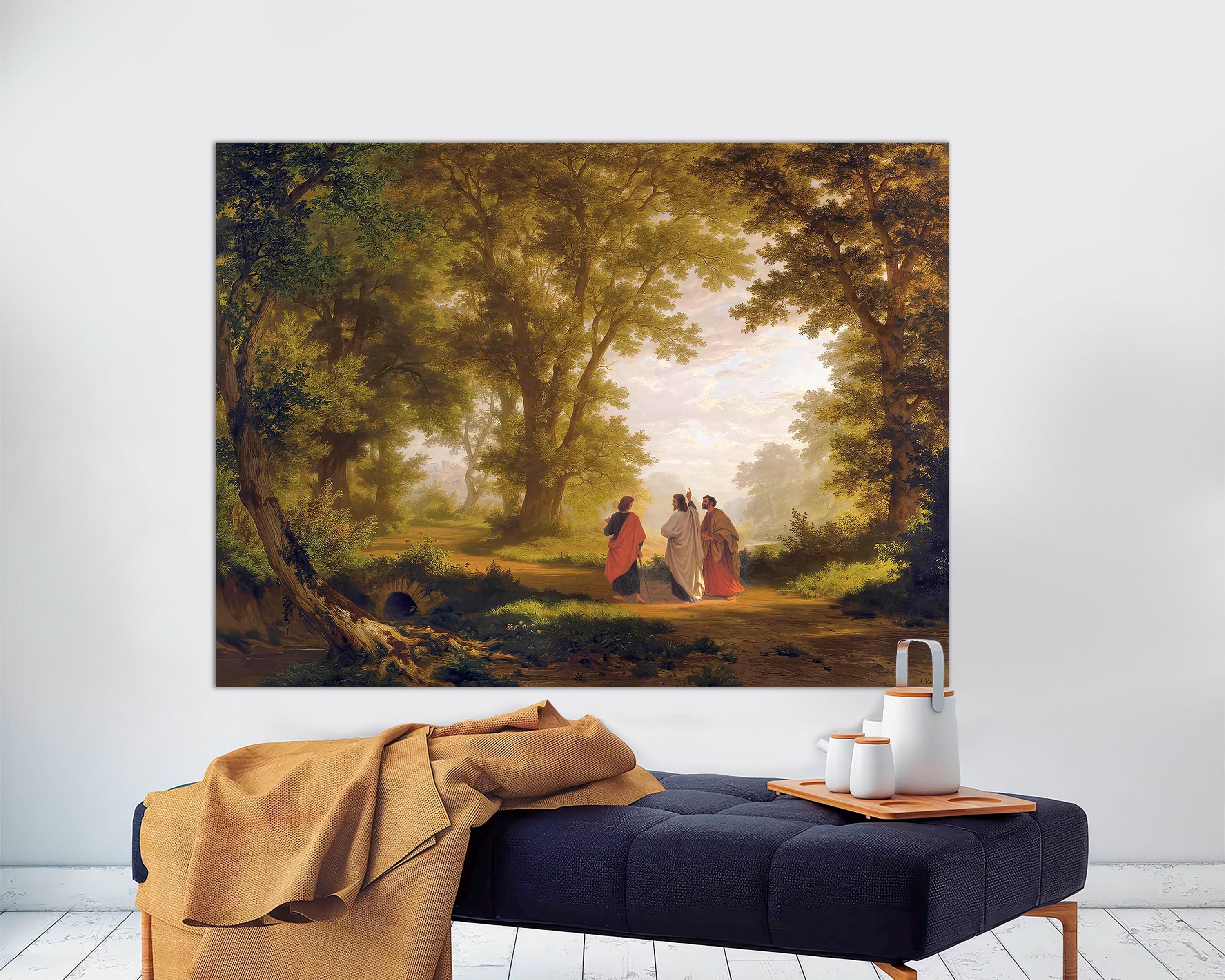 Robert Zund 'Way To Emmaus' 12x16 Art Print - Jesus Walking With Disciples