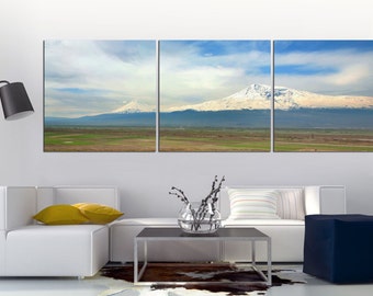 3 Panel Split -Armenia Mount Ararat Panoramic Canvas picture Print. 1.5&quot; deep frames - print for wall decor,interior designwall art